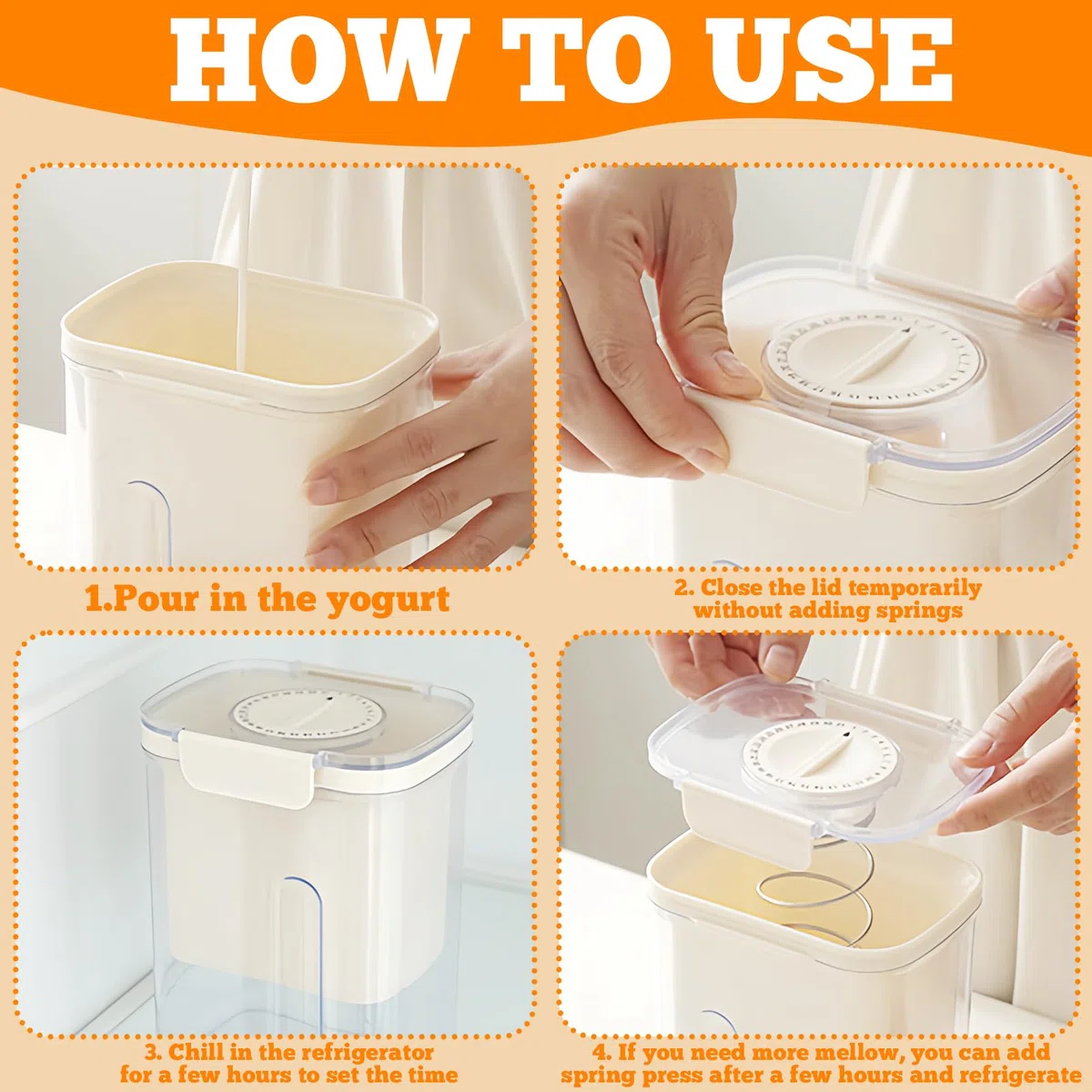 Colino per yogurt greco con coperchio: separatore per siero di latte, yogurt con filtro a rete, filtro per yogurt riutilizzabile per filtrare succo, latte, filtro fine con design timer