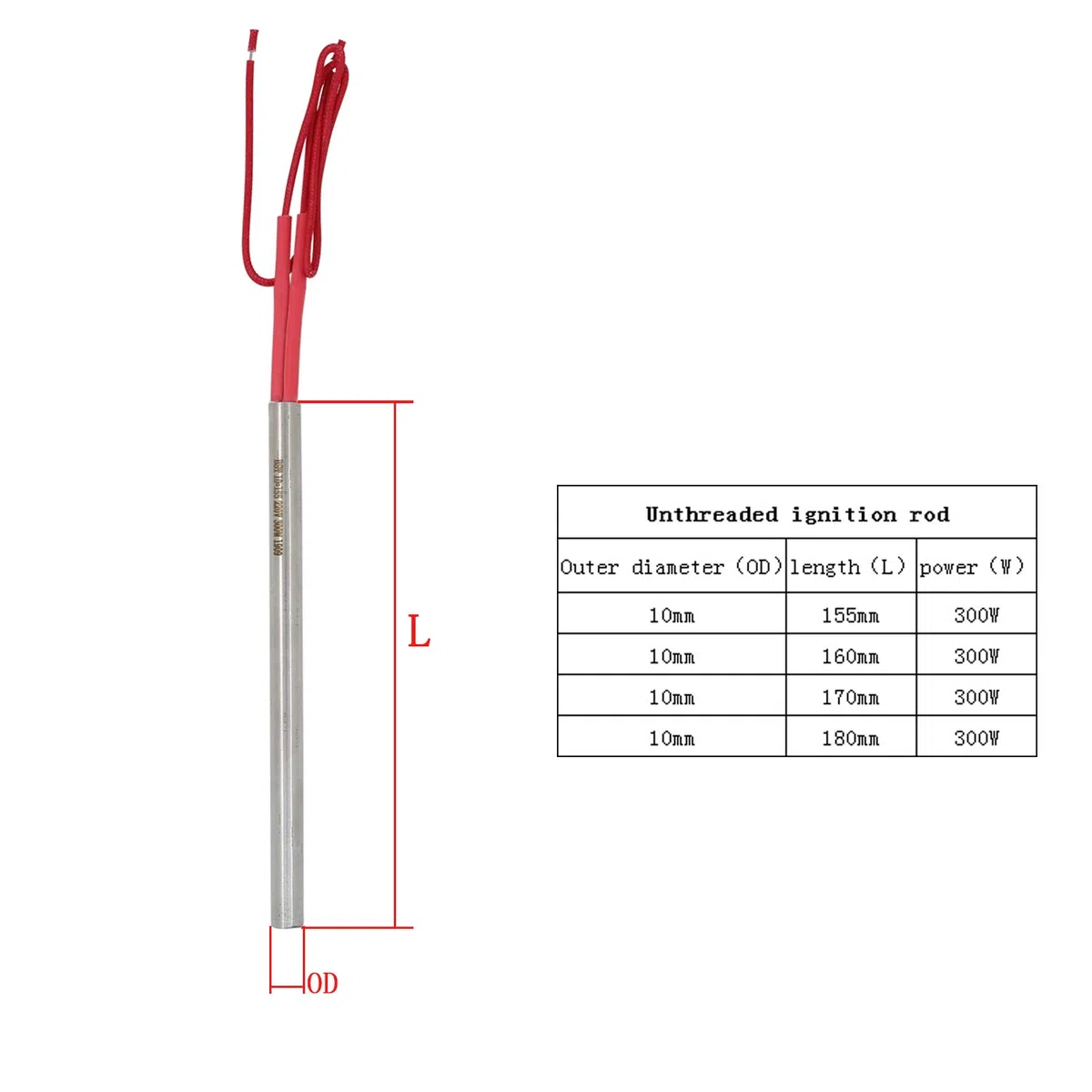 220v - candeletta accensione stufa pellet 300w 155 160 170 180 mm - resistenza stufa pellet 300w diametro 10mm (Lunghezza 170mm)