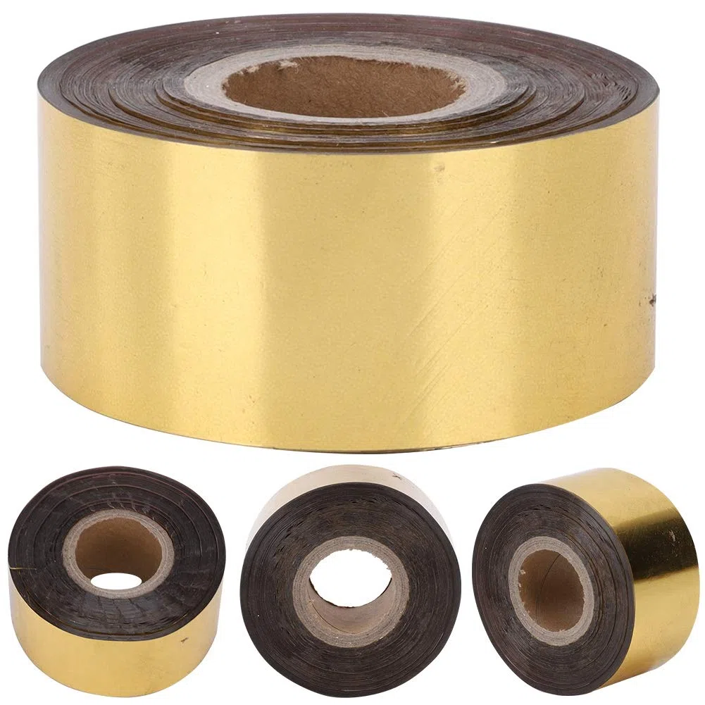 120 metri/rotolo di lamina metallica con larghezza di 3 cm Carta per stampa a caldo per confezione in tessuto in pelle Confezione accessori fai da te(Oro)
