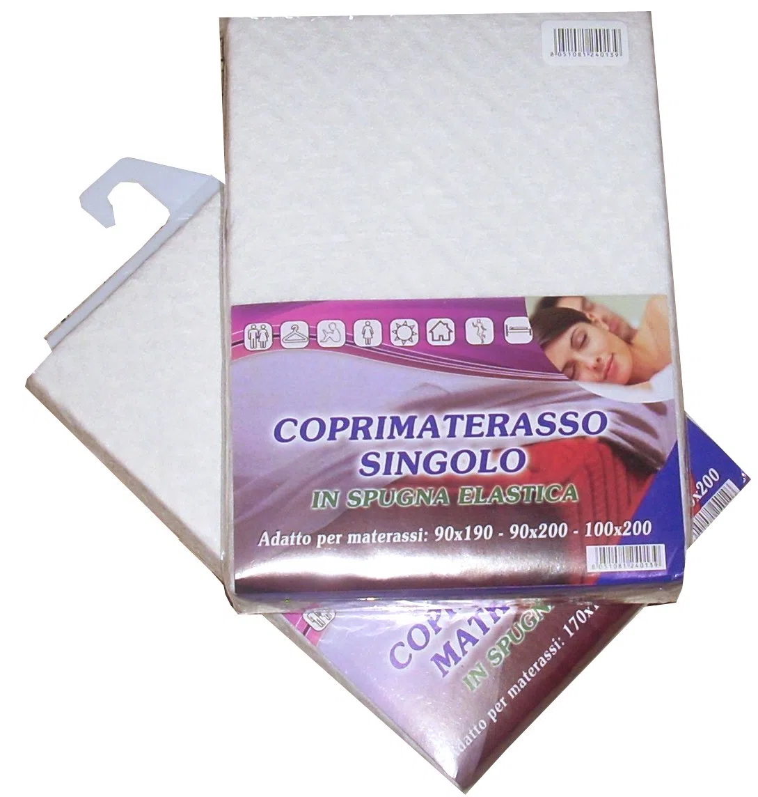 Coprimaterasso Matrimoniale Elasticizzato in Spugna Lavorata Jaquard con Angoli ed Elastici Proteggi salva Materasso Letto Misura 180x200 Altezza Materasso cm 25 Colore Bianco