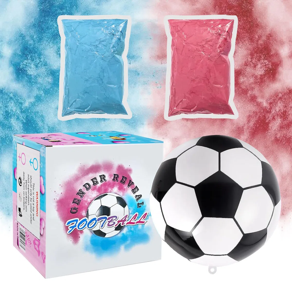 Gender Reveal Football per Baby Shower - Palla Annuncio Sessuale Bambino con Blu Rosa per Ragazzo Ragazza - Calcio per Annunciare Sesso