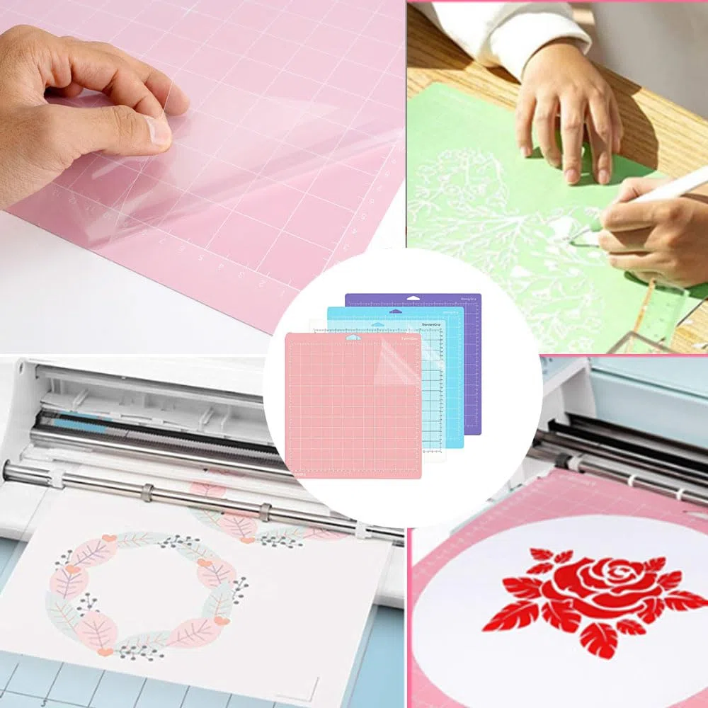 5 Pezzi Tappetino da Taglio Antiscivolo, Tappetino Taglio di Ricambio Quadrato, Autoadesivo, Plotter da Taglio Accessories(12 x 12 pollici)