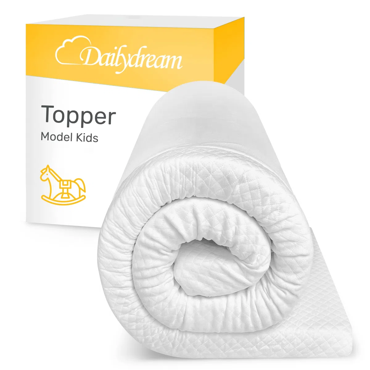 Dailydream Topper lettino per bambini 120x60 cm memory foam, altezza 5 cm, «Edition Kids Standard, Model M », Topper per materasso, divano letto o letto da campeggio, Coprimaterasso confortevole