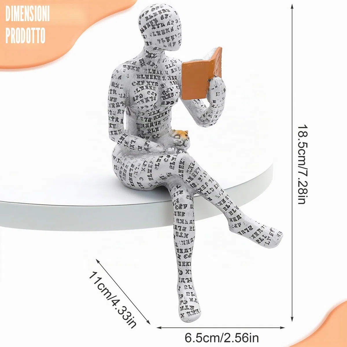 Scultura in Resina per Amanti dei Libri, Statua di Donna Che Legge Decorazione per Libreria, Ornamento Astratto Pensatore, Regalo per Lettori, Statuette Decorative Casa Moderni (B)