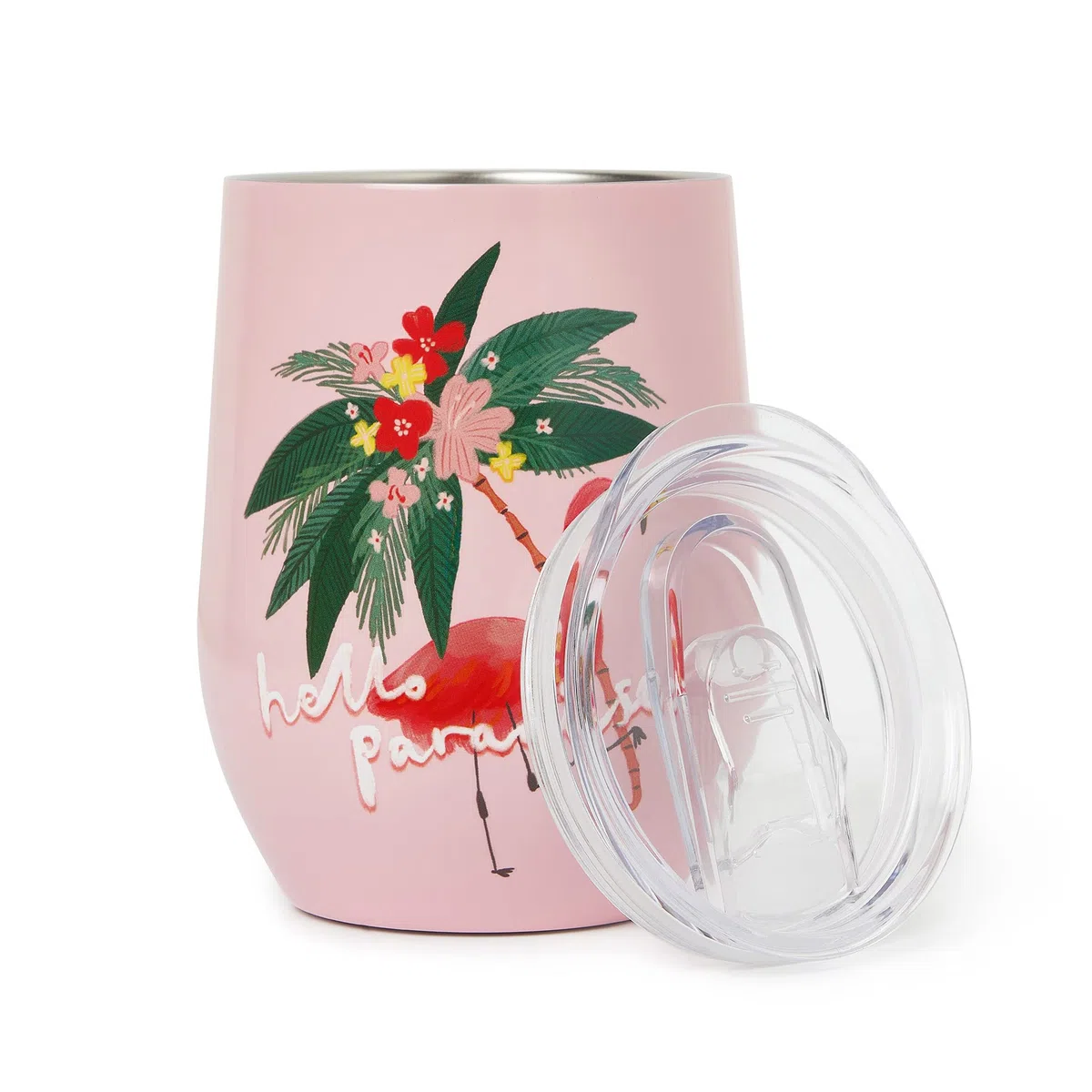 Legami - Bicchiere Termico 325 Ml, Hot&Cold, Ø 9 cm, in Acciaio Inox a doppio Strato e Plastica, Tema Flamingo, Riutilizzabile, Tappo Ermetico con Foro per Cannuccia, Leggero, Resistente