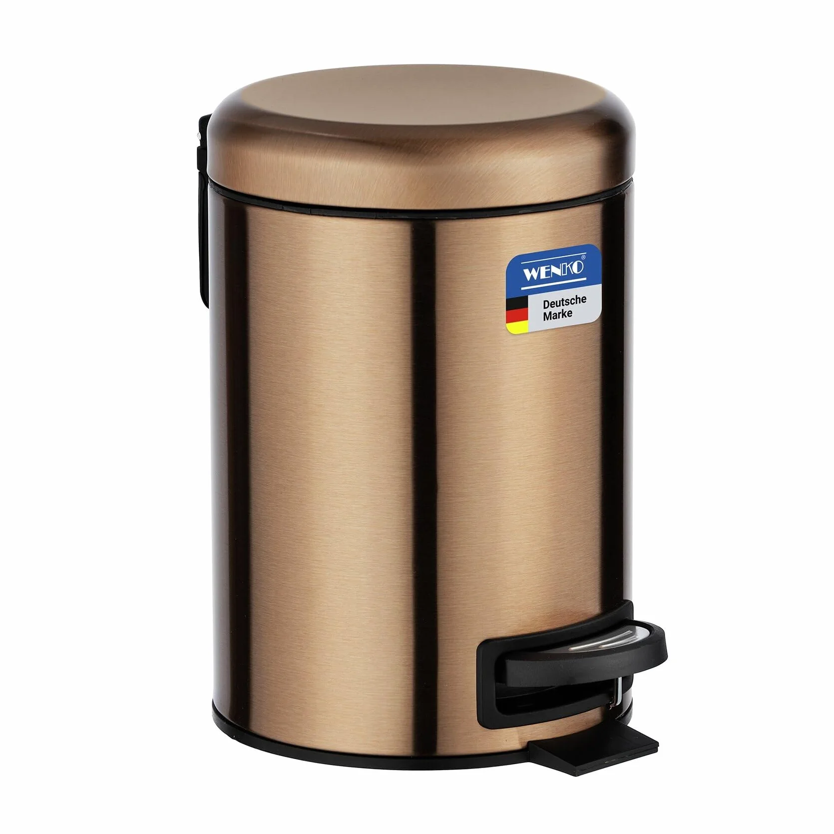 WENKO Pattumiera a pedale Leman 3 litri Acciaio inossidabile 17x25x22.5 cm Rame metallizzato
