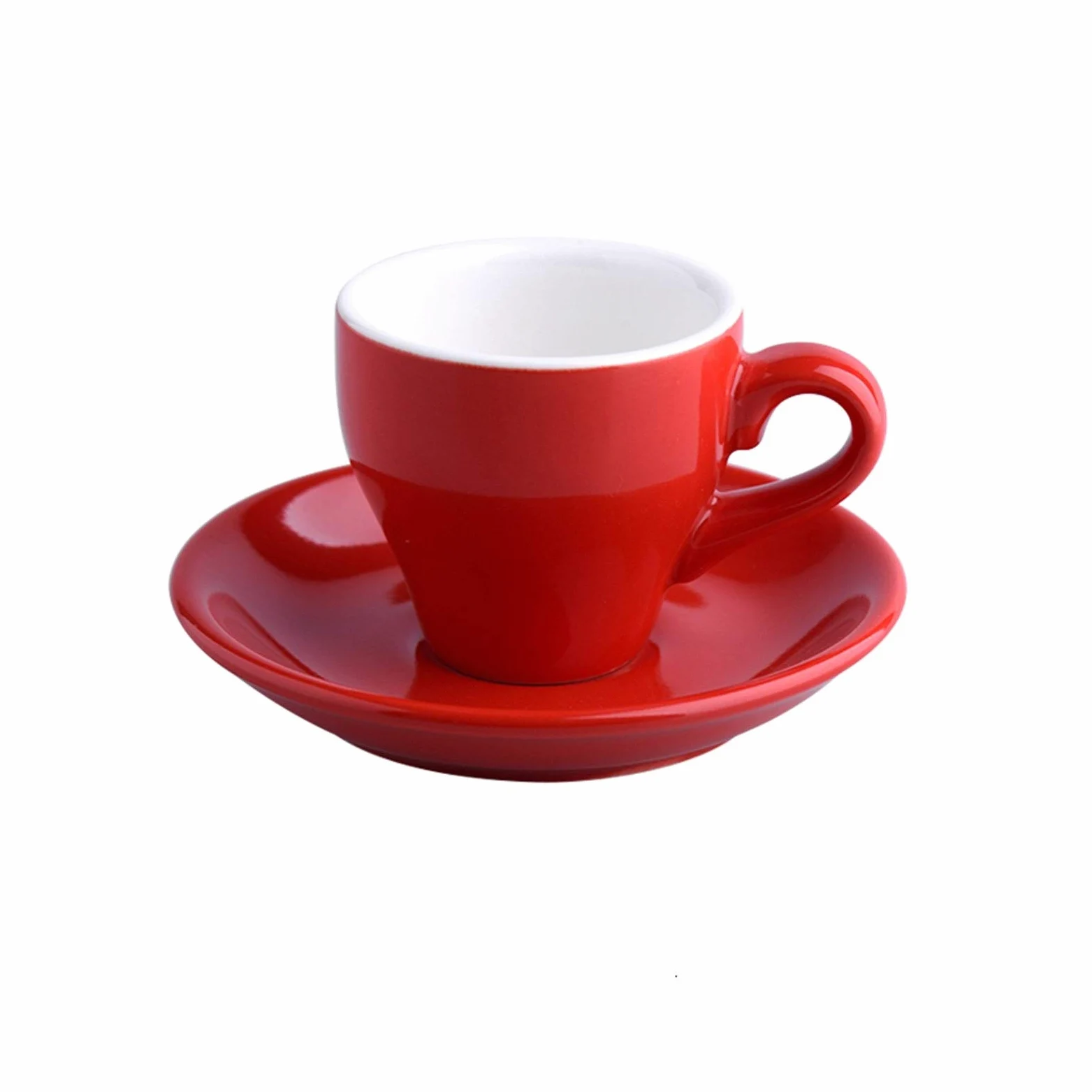 Set Tazzine caffè,Tazzine Caffe con Piattino Colorato Spesso Ceramica Espresso Coppe piattino Set Cafe Domestica Caffe Latte Expresso caffè Forte Tazze Vassoio all'Ingrosso(Red)