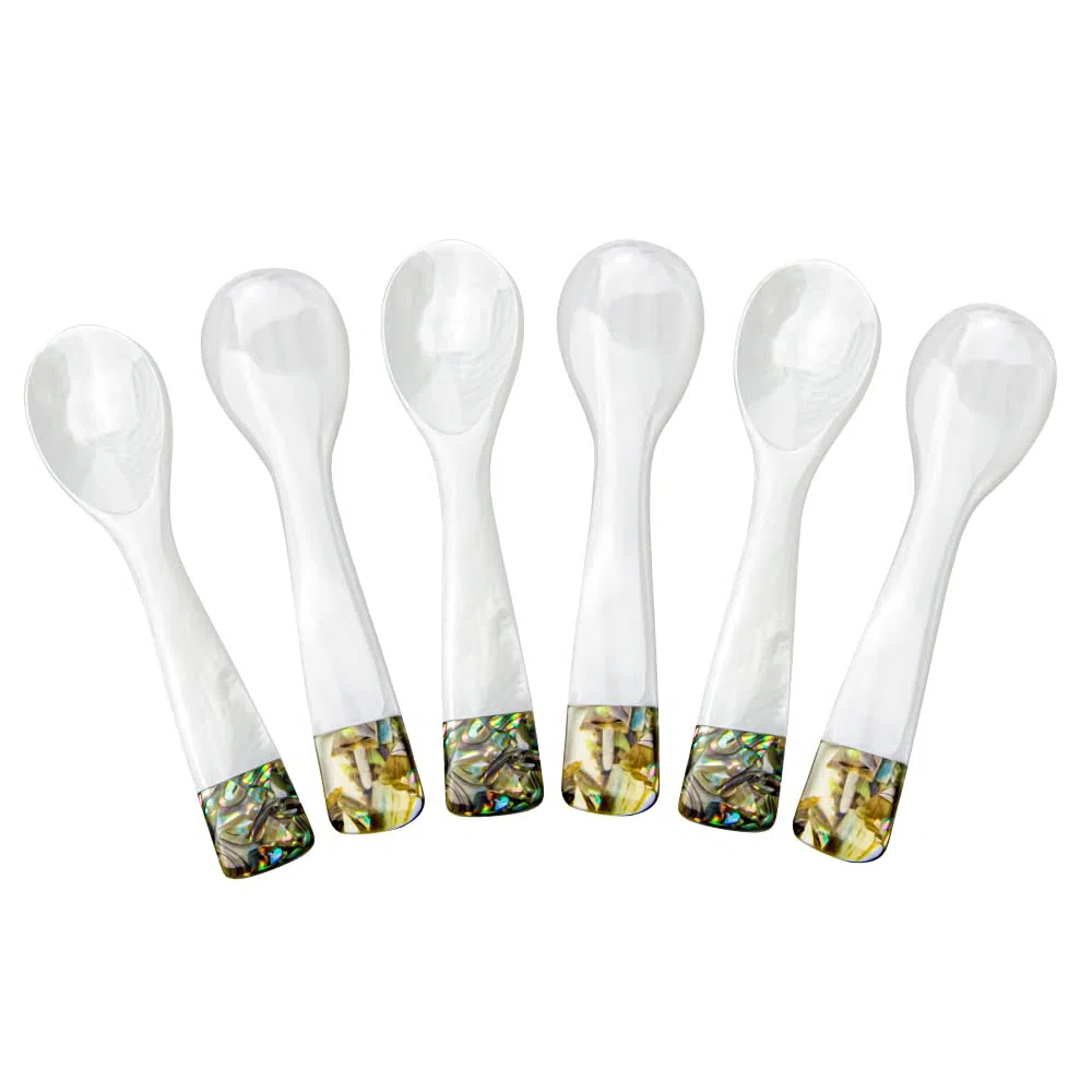 DUEBEL 6 Cucchiaini in Madreperla, Cucchiai per Caviale, Cucchiaino Madreperla, Cucchiaino Caviale da 9 cm x 2,4 cm