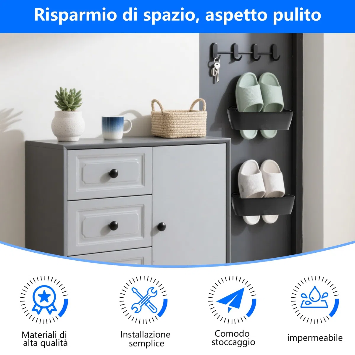 Soportes para Za de Pared, 4pcs Zapateros para Autocaravana, Organizador de Za, Camping, Montaje en Pared, Zapatero para Puerta, para Caravana, Camping, Baño, Salón, Puerta