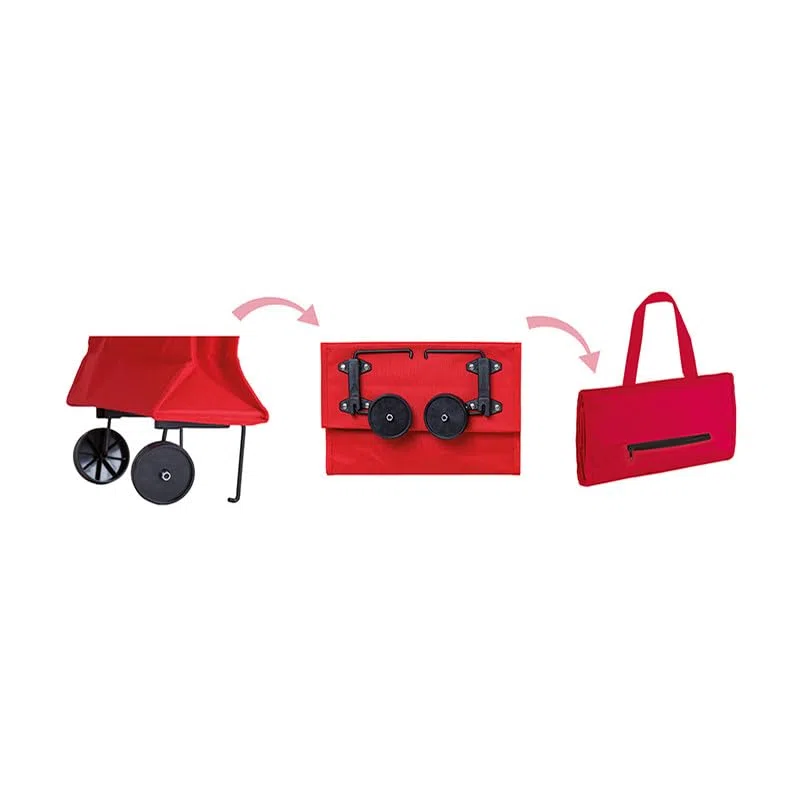 ONE SHOP Carrello per la spesa pieghevole con ruote tascabile in nylon chiusure in velcro borsa spesa riutilizzabile spesa supermercato (Rosso)