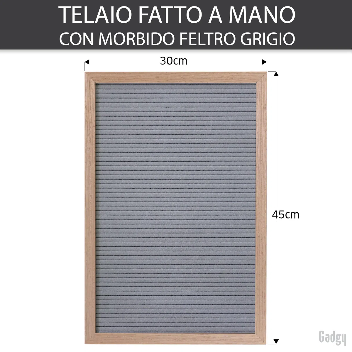 Gadgy Lavagna in Feltro Retrò Grigia 510 Lettere Oro Argento e Bianche – Cornice in Legno Nera per Messaggi Citazioni e Decorazioni da Parete, 30x45 cm