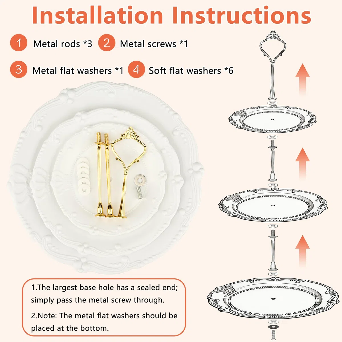 Alzata a tre piani in plastica con design goffrato, riutilizzabile, ideale per servire cibo, dessert e cupcake, perfetto per feste, compleanni, matrimoni (bianco)