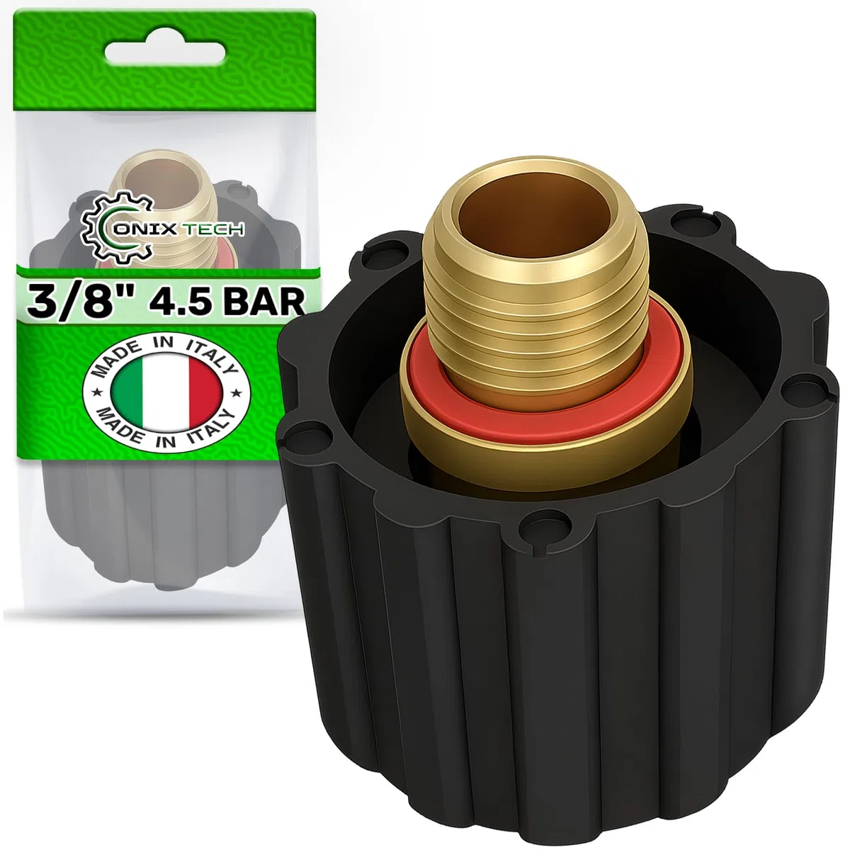 Tappo con Filettatura Maschio 3/8" e Pressione di Esercizio 4,5 Bar per Polti Vaporella o per Polti Vaporetta - Completo di Guarnizione - Garanzia di 5 Anni - MADE IN ITALY - ONIX TECH