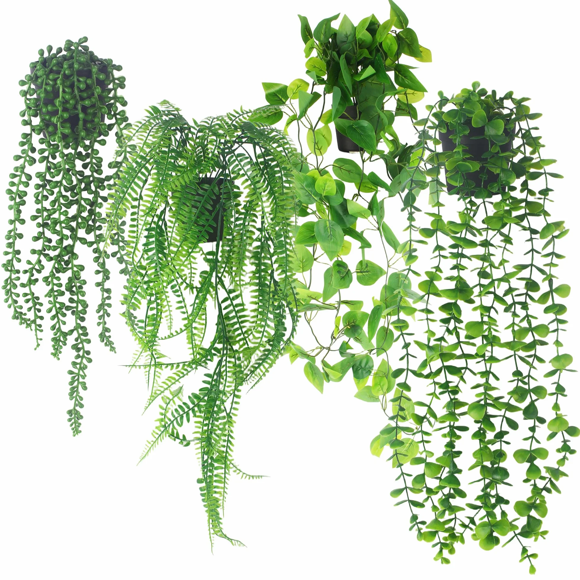 4 Pezzi Pianta Finta da Interno, Edera Finta da Interno with Pot, Pianta Finta Cadente Piante Finte Che Sembrano Vere per Esterno Balconi Casa Matrimonio Giardino Decorazione