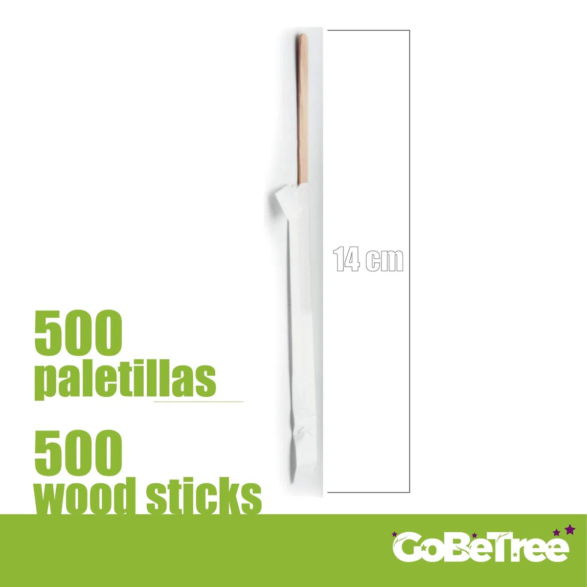 500 palettine di Legno confezionate singolarmente in Carta da 14 cm. Bastoncini di caffè USA e Getta, Agitatore per caffè biodegradabili. Palette per caffè. (500 unità)