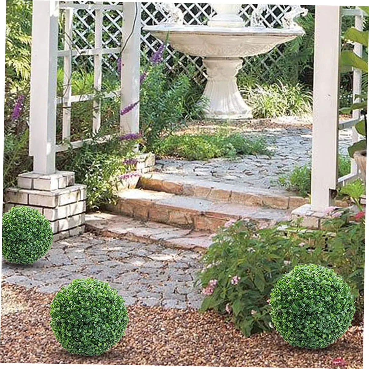 Palla Topiaria Artificiale Verde in Plastica Decorativa Sospesa per Interni ed Esterni, Bassa Manutenzione, per Decorazioni Casa e Giardino