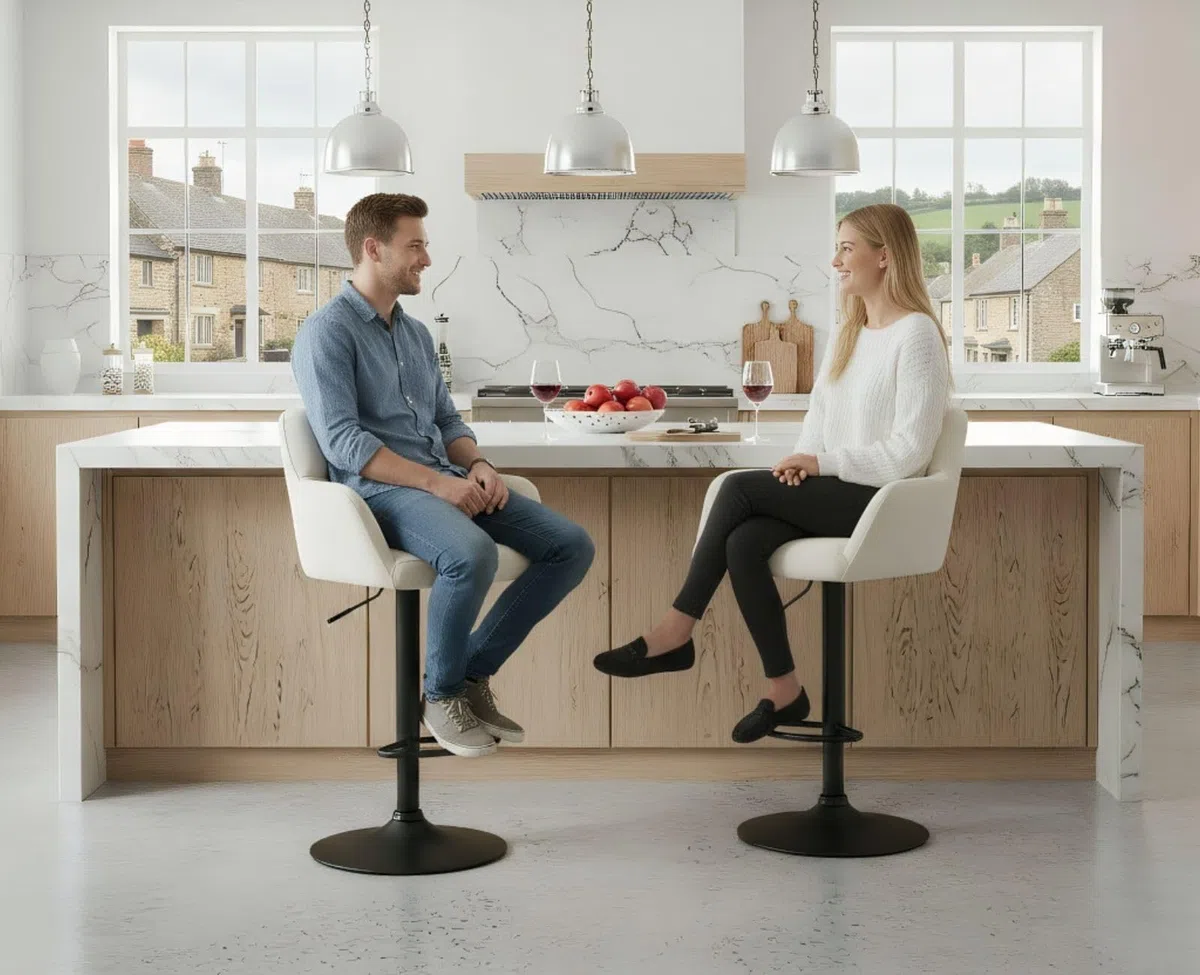 Ya-Home Set di 2 Sgabelli da Bar in Velluto Sgabelli Cucina Imbottiti con Schienale Sgabelli Alti Moderni Sedie da Bar Regolabile e Girevole per Cucina Penisola, Beige