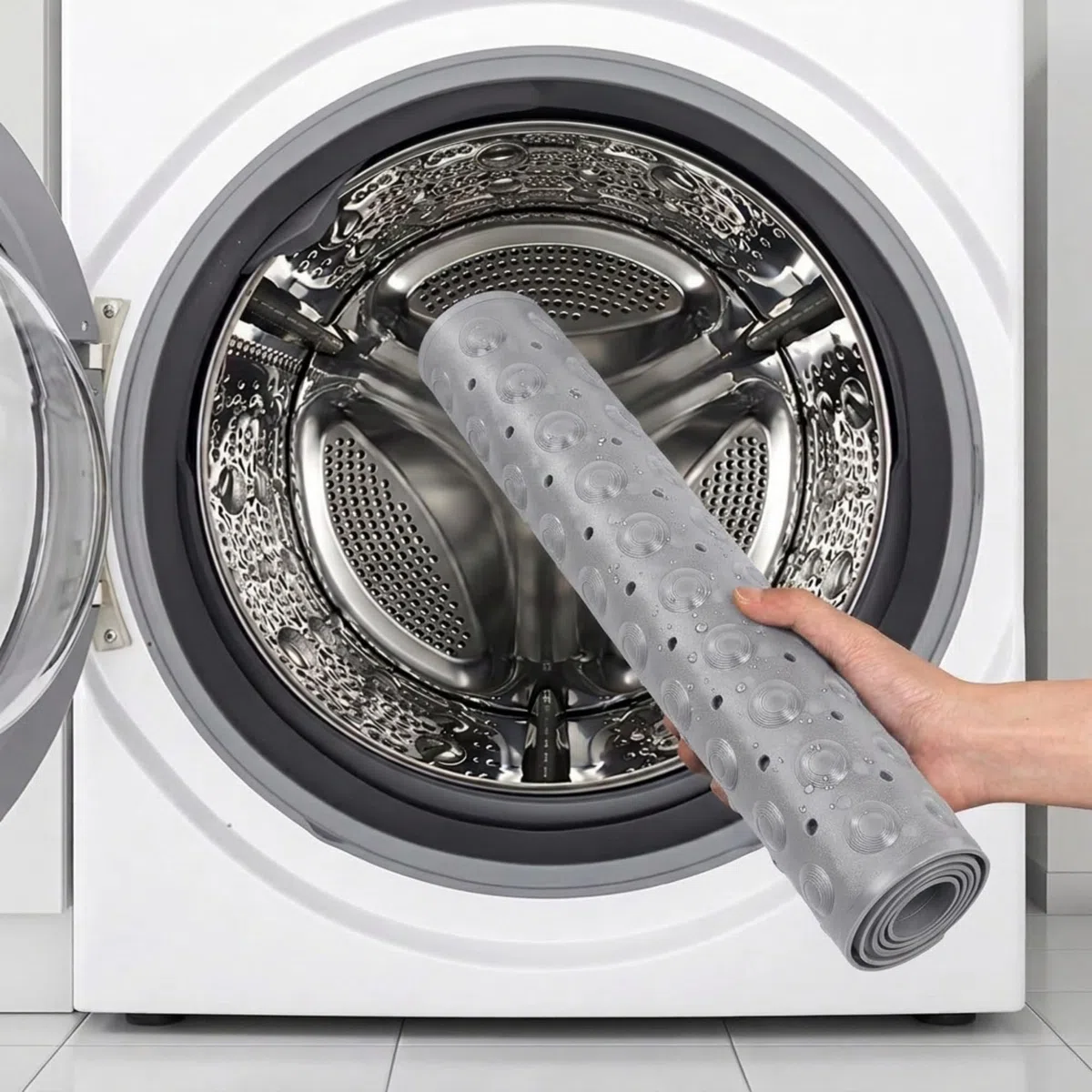 edihome, Tappetino Doccia Antiscivolo, 90x41,5 cm, Tappeto Bagno, Bolle con Ventose Senza BPA, Antibatterico, Resistente alla Muffa, Lavabile in Lavatrice, Sicurezza (Grigio chiaro, 90x41,5 cm)