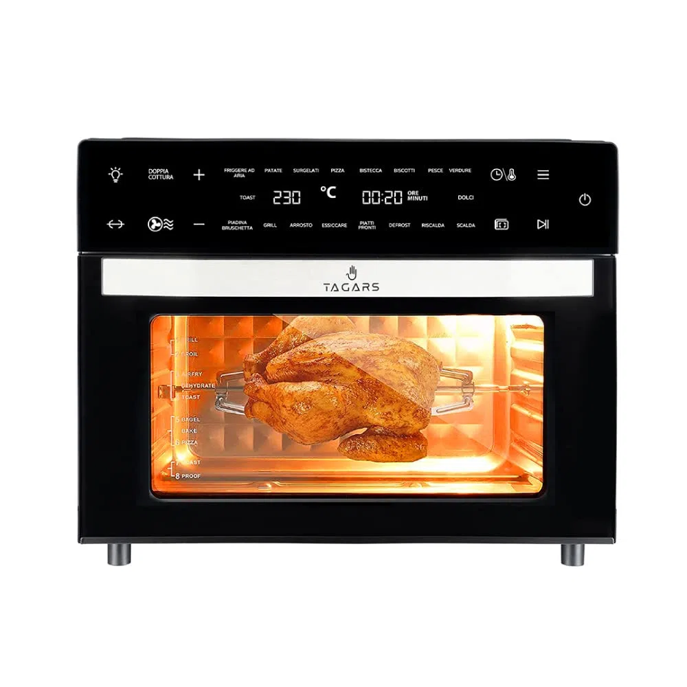 Forno Friggitrice Ad Aria Calda XXL Da 30 Litri Con Display Digitale Multifunzione, Sistema A Riscaldamento Rapido, 18 Programmi Di Cottura, Timer e Temperatura Regolabili 1800 W