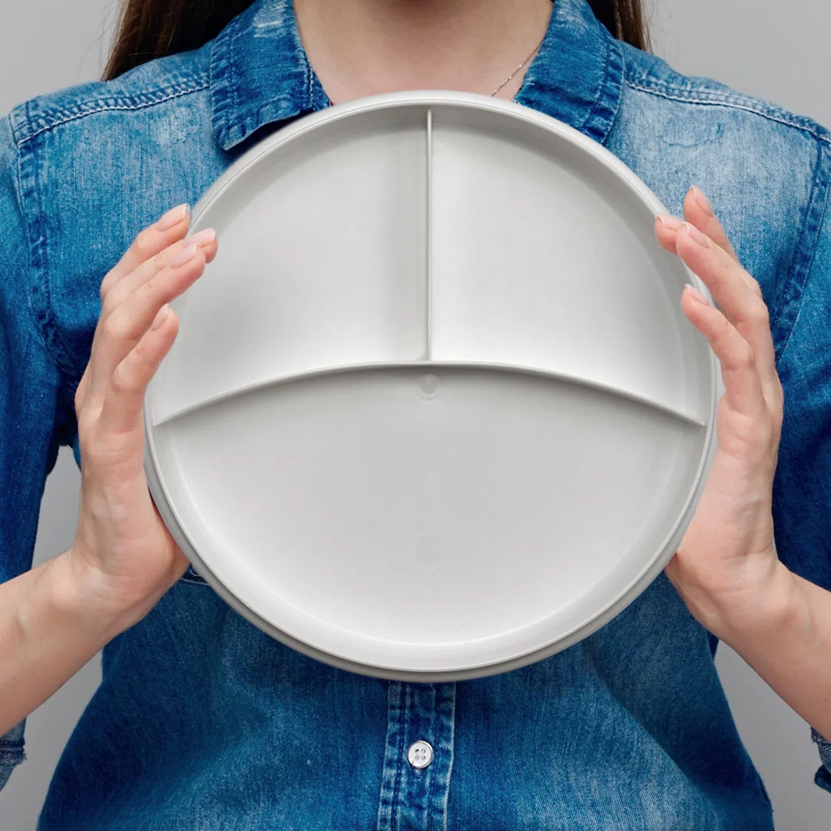 Hausfelder piatto per microonde 23,5 cm di diametro con coperchio, piatto con divisori, plastica, privo di BPA (2 pezzi ø23,5 cm)