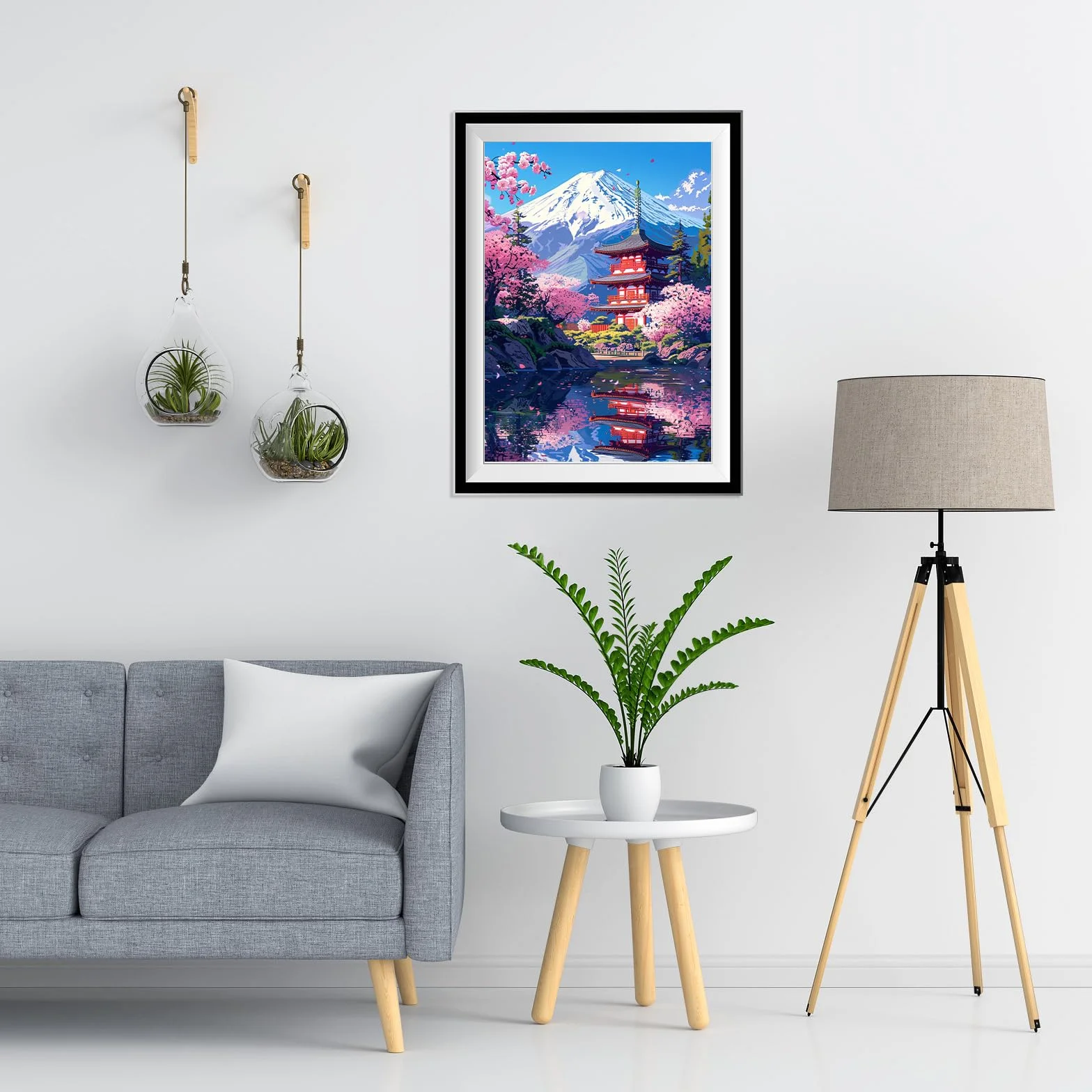 NEWENMO 5D Monte Fuji Diamond Painting per Adulti,Bella Fiori di Ciliegio Pittura Diamante Kit Completo,Tempio Giapponese Diamond Art Kits,Fai Da Te Diamant Painting Set,per Decorazione Casa 30x40cm