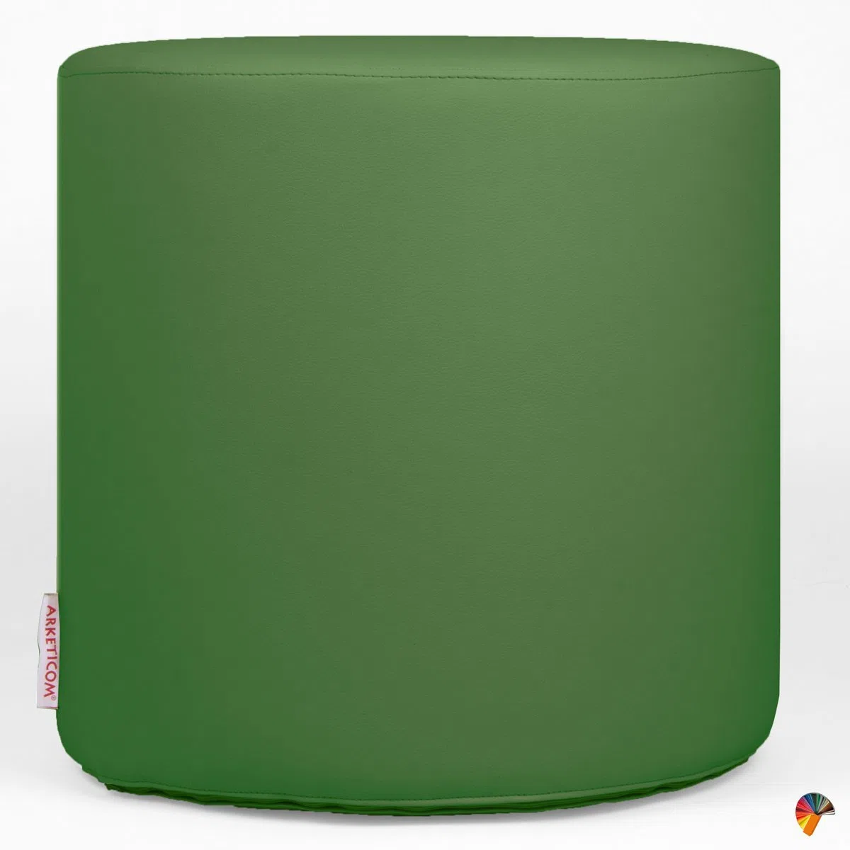 ARKETICOM CHILL Pouf Poggiapiedi Rotondo Ecopelle Sfoderabile PUFF Verde 55x42