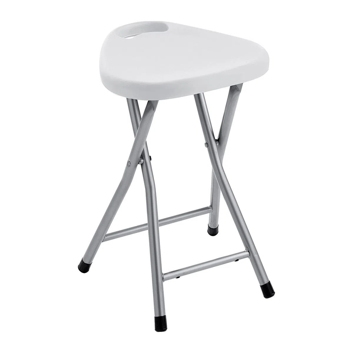 GEDY Sgabello bagno sacchetto, Misure e peso: 46,5X30X29,3 CM & 1,17 KG, Sgabello richiudibile in metallo e resine, Finitura bianche, Design R&S Gedy, 2 anni di garanzia