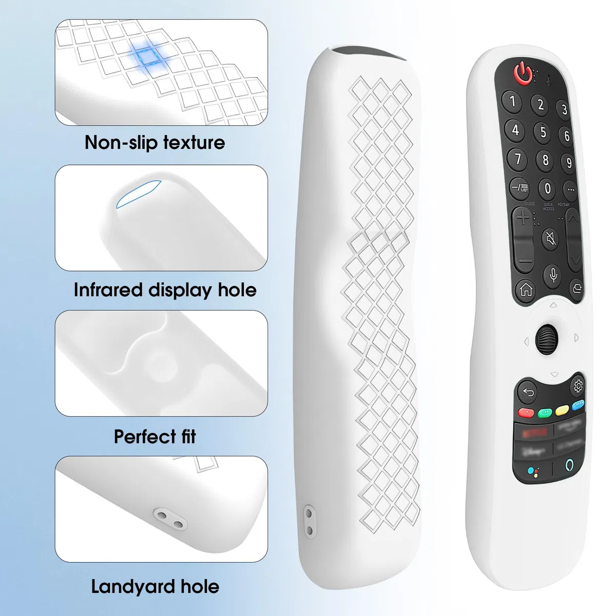 Custodia in Silicone Compatibile con Telecomando LG AN-MR21GA AN-MR21GC MR22GA MR22GN MR23GA MR24GA, Guscio Protettiva Remote Control per LG, Cover Telecomando per LG Magic 2021/2022/2023/2024 Bianco