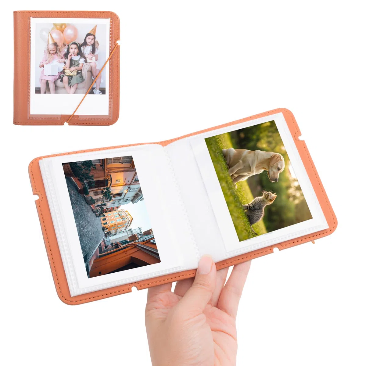 Album fotografico Instax Wide 28 tasche stile retro per Fujifilm Instax Wide 400/300/200/Polaroid Now+/I-Type/OneStep2, marrone