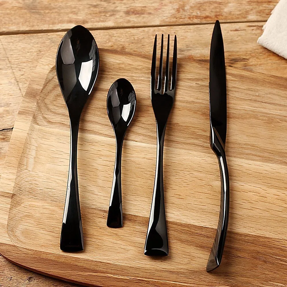 LEKOCH 4-pezzi posate in acciaio inox tra cui forchetta cucchiaio coltello posate Set (nero)