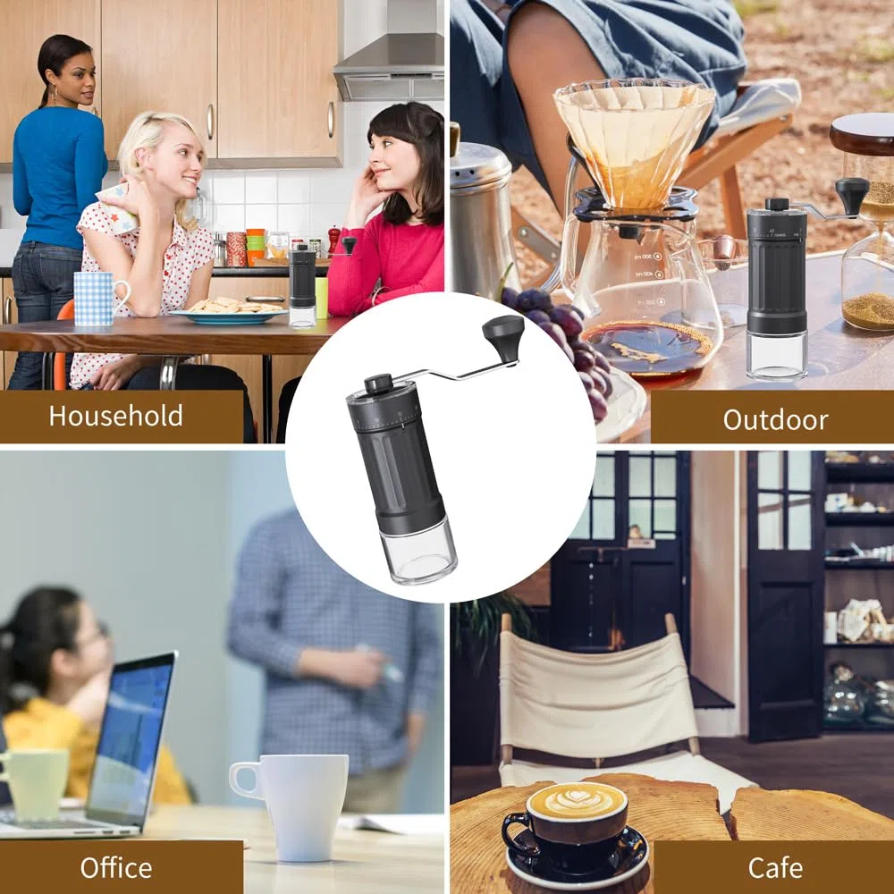 Macinacaffè Manuale Regolabile, Macinino Caffè a Mano con Impugnatura Pieghevole e Acciaio Inox, Macinacaffè Manuale con Meccanismo Conico in Ceramica Precisione per Espresso et French Press