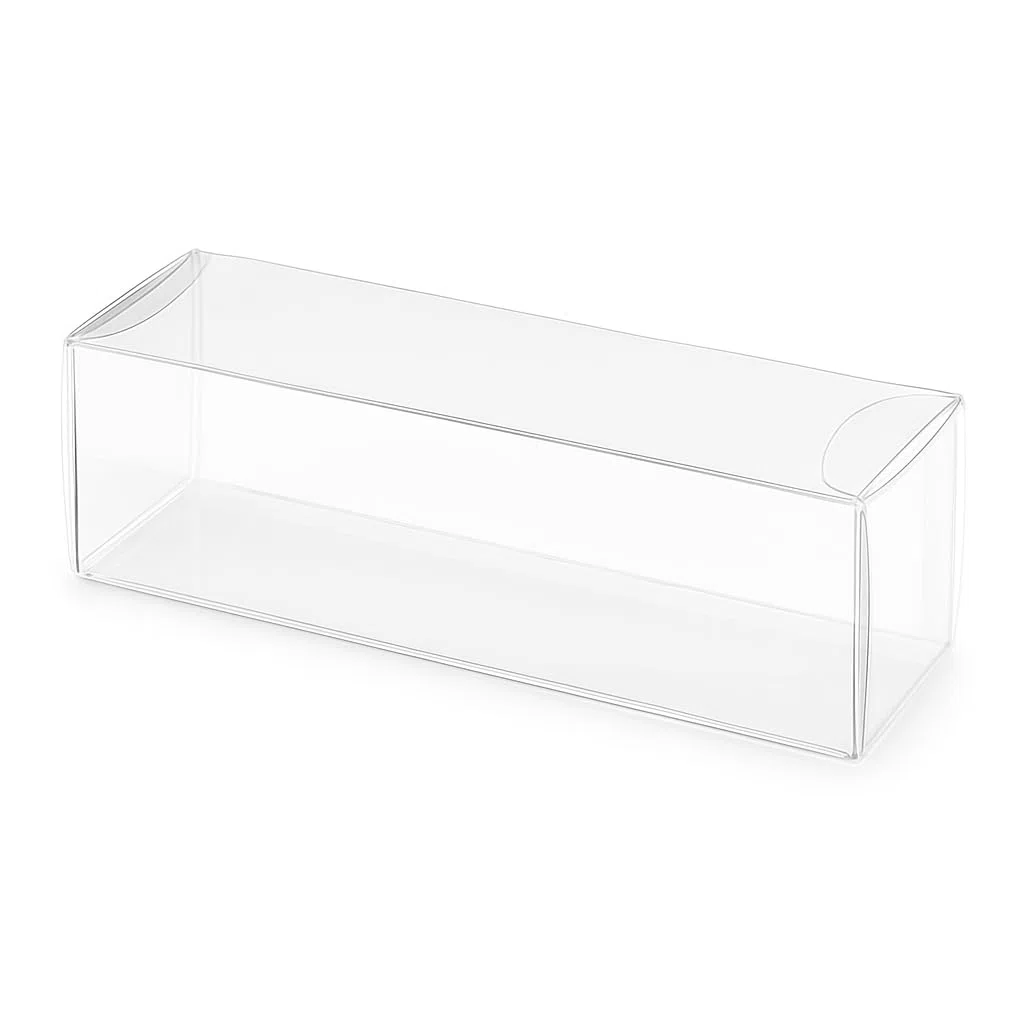 Aurora Store - 50 Scatoline rettangolari in PVC Trasparente 3x2x7 cm portaconfetti bomboniera Astuccio Matrimonio Battesimo Laurea plastica segnaposto