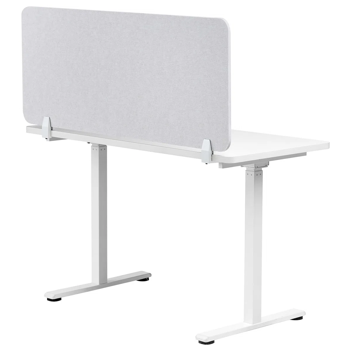 Beliani Divisorio da scrivania Pet Pannello Acustico Tessuto fonoassorbente 120 x 50 cm Bianco Sporco