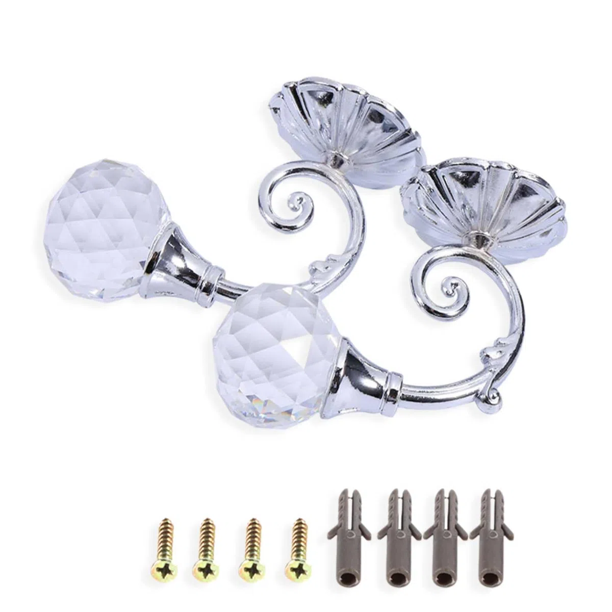 2 Pezzi Tende Ganci Vintage in ferro e cristallo artificiale, Ganci da Parete Ganci per Tende in Cristallo, per Cappello, Cappotto