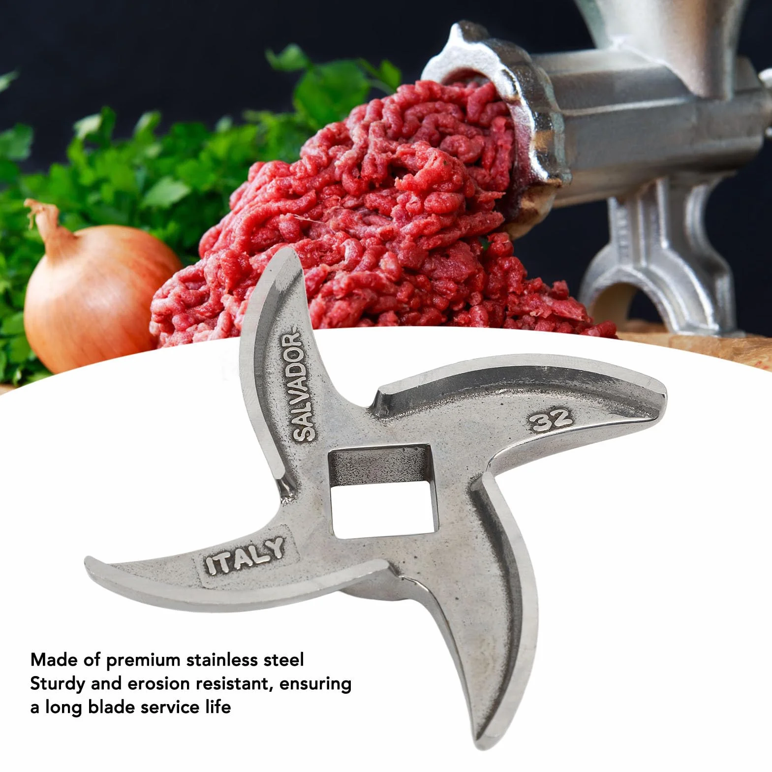 Lama Tritacarne in Acciaio Inossidabile Misura 32, Lunga Durata, Taglio Veloce e Preciso, funzionalità Versatile per Macinare la Carne