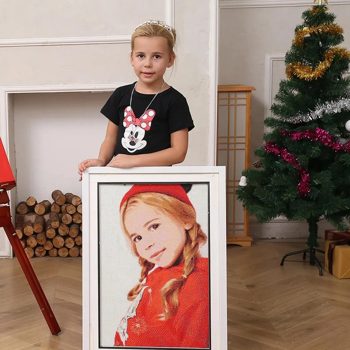 Keruidian Kit per ricamo a punto croce con foto personalizzate, filo di cotone da 11 ct, per pittura fai da te, decorazione per la casa (40 x 60 cm)