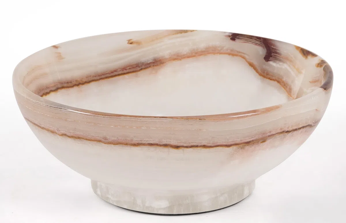 SPESHSTONES Ciotola per frutta in marmo da 25,4 cm in onice bianco fatto a mano, piatto decorativo per frutta, snack e bancone da cucina, ideale per sala da pranzo e decorazione di