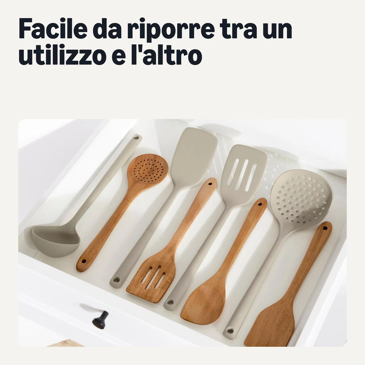 Amazon Basics - Utensili da Cucina in Legno, Set di 6 Pezzi, Legno di Acacia, Pre-Trattati con Olio, Sicuri per l’Uso con le Pentole