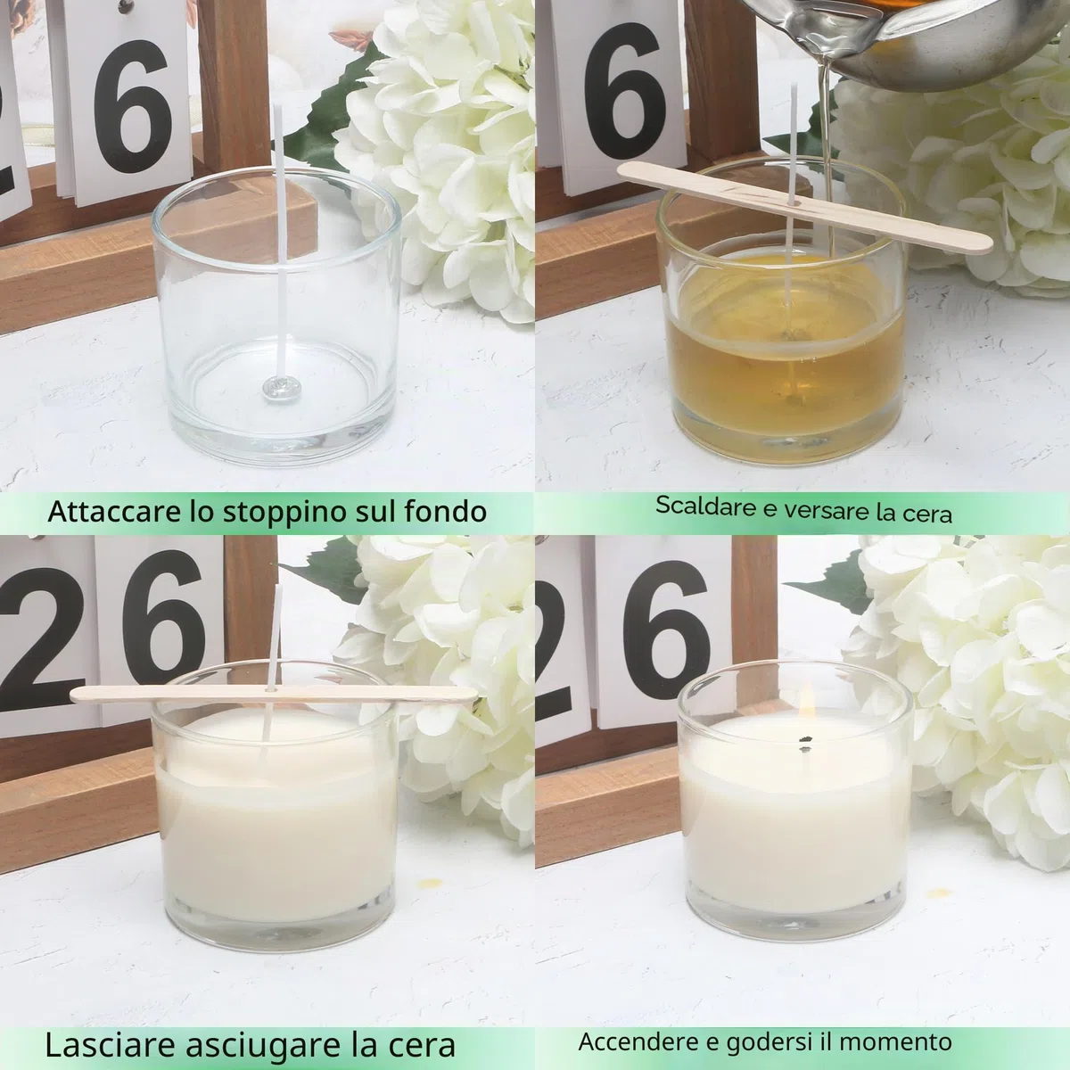 MILIVIXAY Set di 20 barattoli per candele in vetro trasparente da 113 ml con coperchi e kit per la creazione di candele - Barattoli per candele vuoti sfusi per la creazione di candele - Contenitori