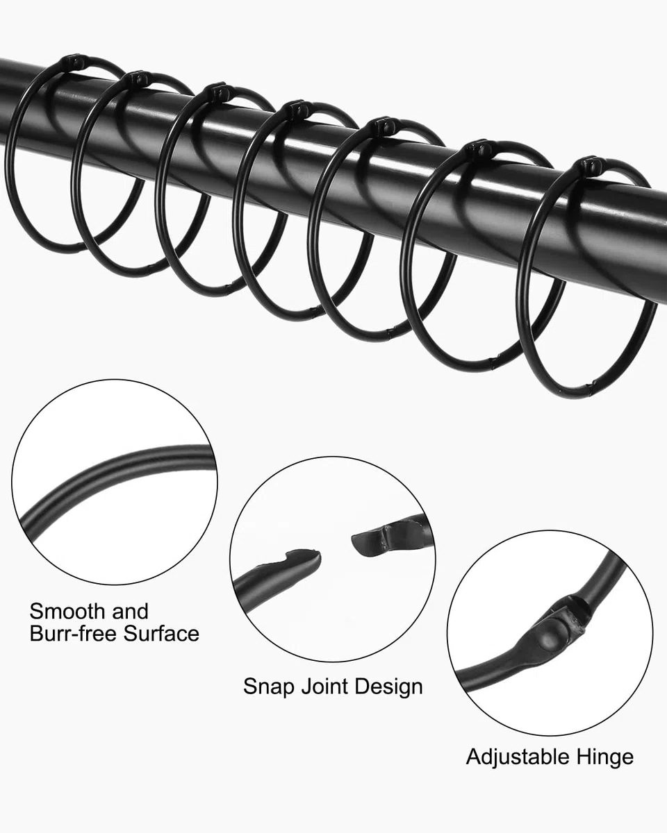 42 Anelli per Tende da Aprire,50 mm anelli tondi,Antiruggine Anelli Tende Apribili, Anelli Rotondi Clip Tenda,lip in metallo per tende aste per tende,Tende della Doccia per tende aste tende (ferroso)