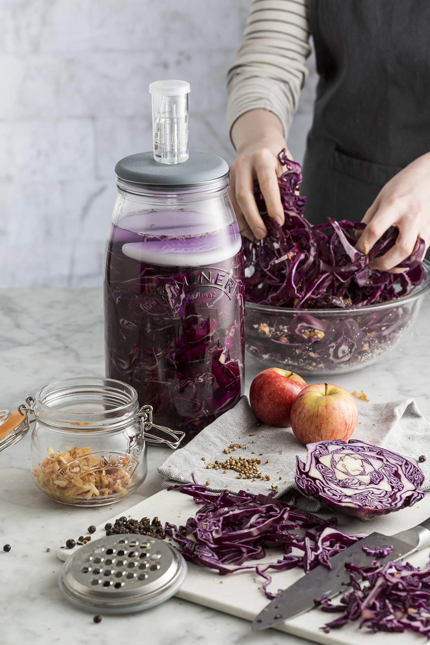 Kilner, Set di fermentazione per crauti/Kimchi/sottaceti, Trasparente