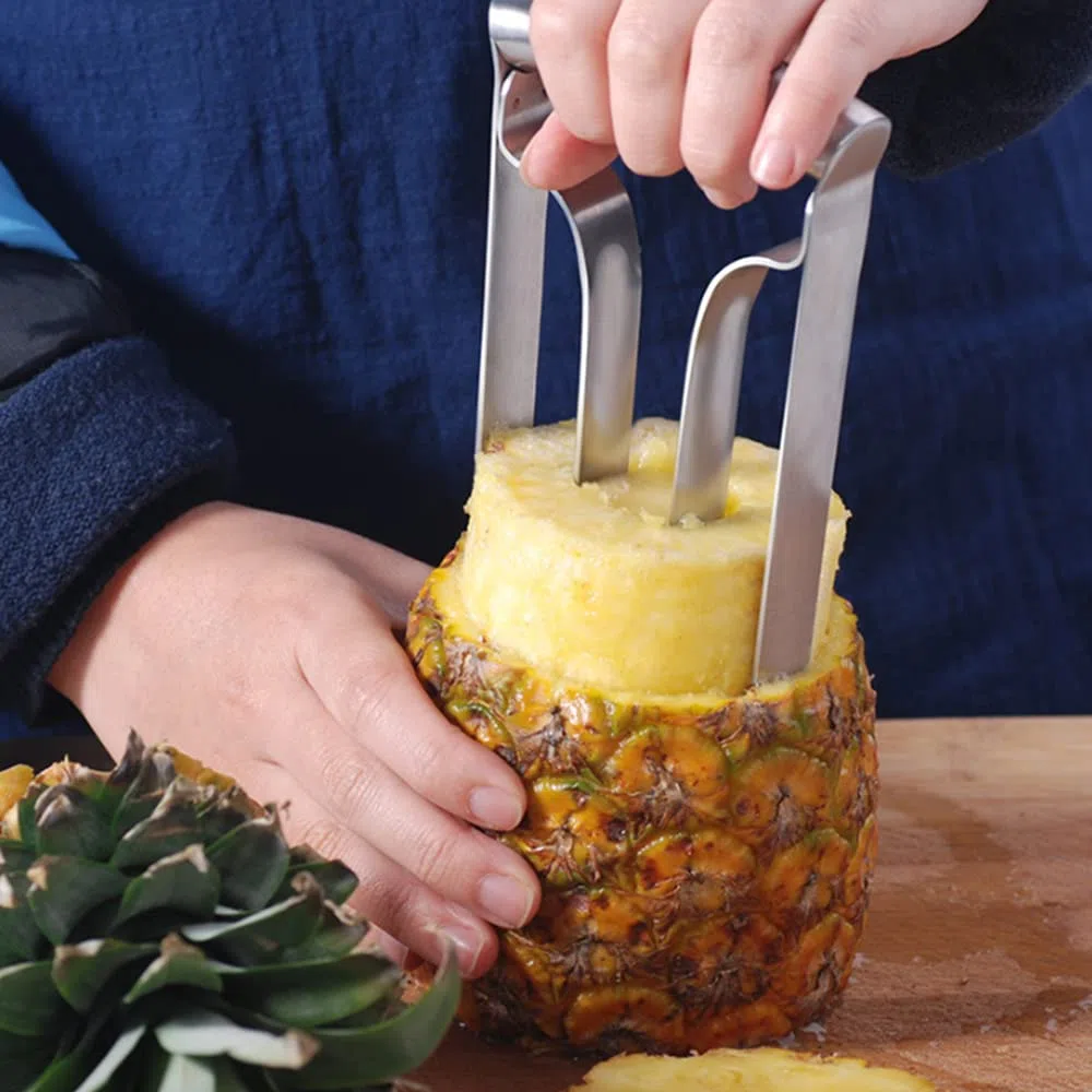 Ananas Corer in acciaio inox, aggiornato, rinforzato, più spesso, lama di peeler Premium ananas Cutter Corer frutta affettatrice strumento da cucina