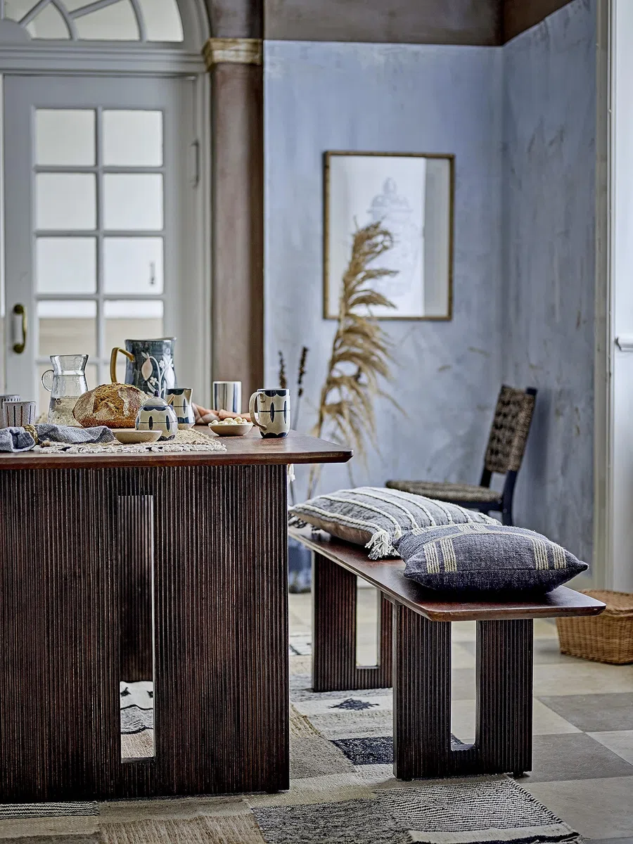 Bloomingville Allium - Bricco per latte e zuccheriera blu, set di 3 stoviglie in ceramica