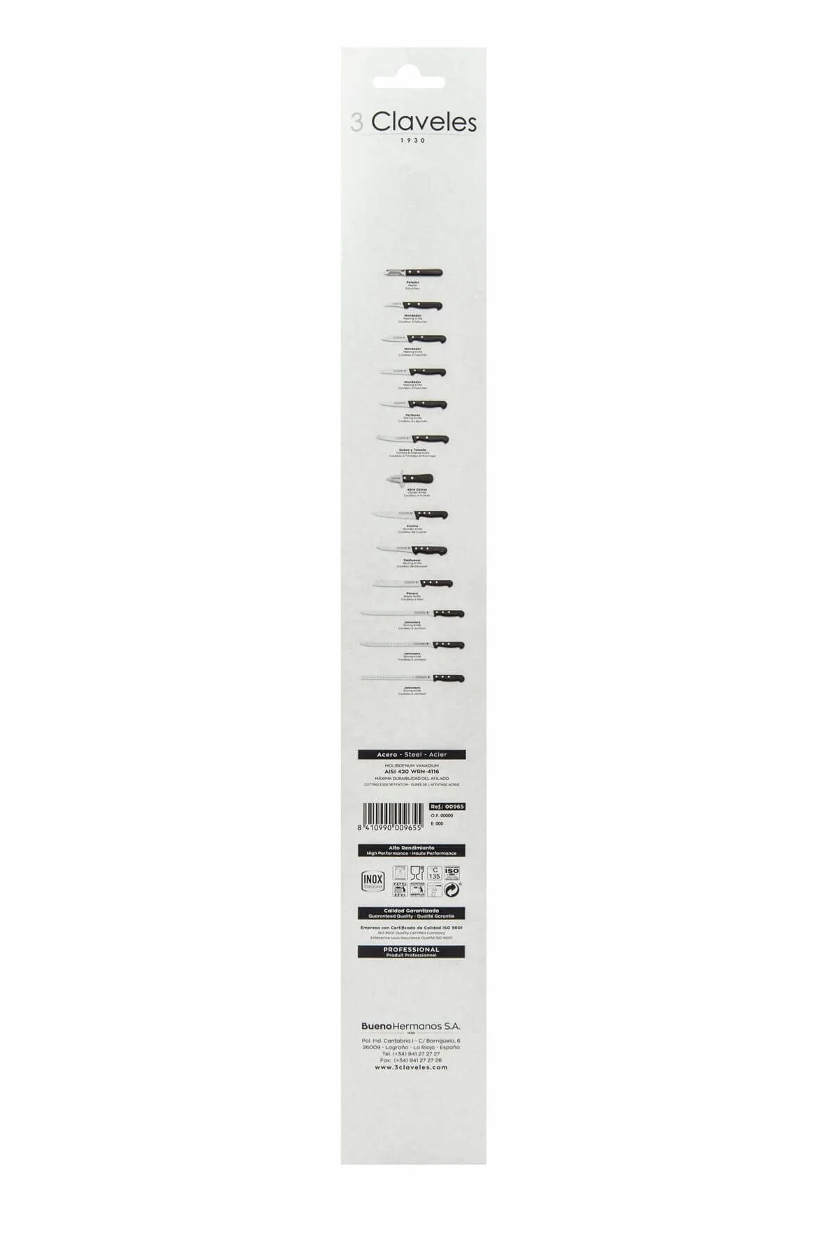3 Claveles Pom – Coltello alveolare per prosciutto, 29 cm