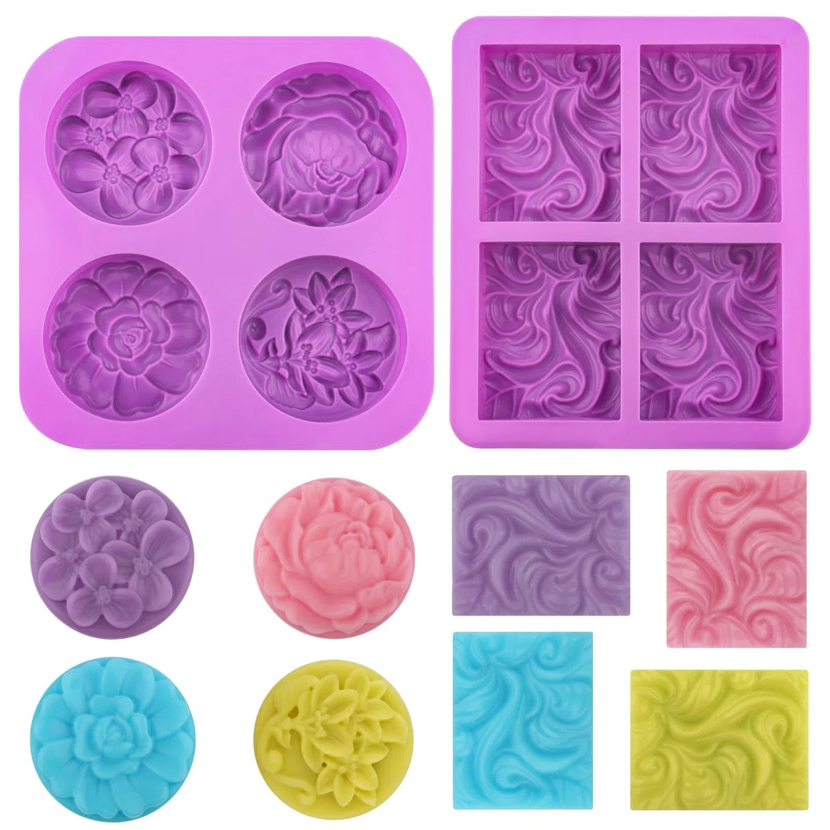 2 Pezzi Stampo per Sapone, Stampi per Sapone in Silicone, Stampi per Saponette Fai Fa Te, Stampo Morbido per Saponi, Formine Saponette, Stampo per Sapone Fatto a Mano, Artigianato in Resina