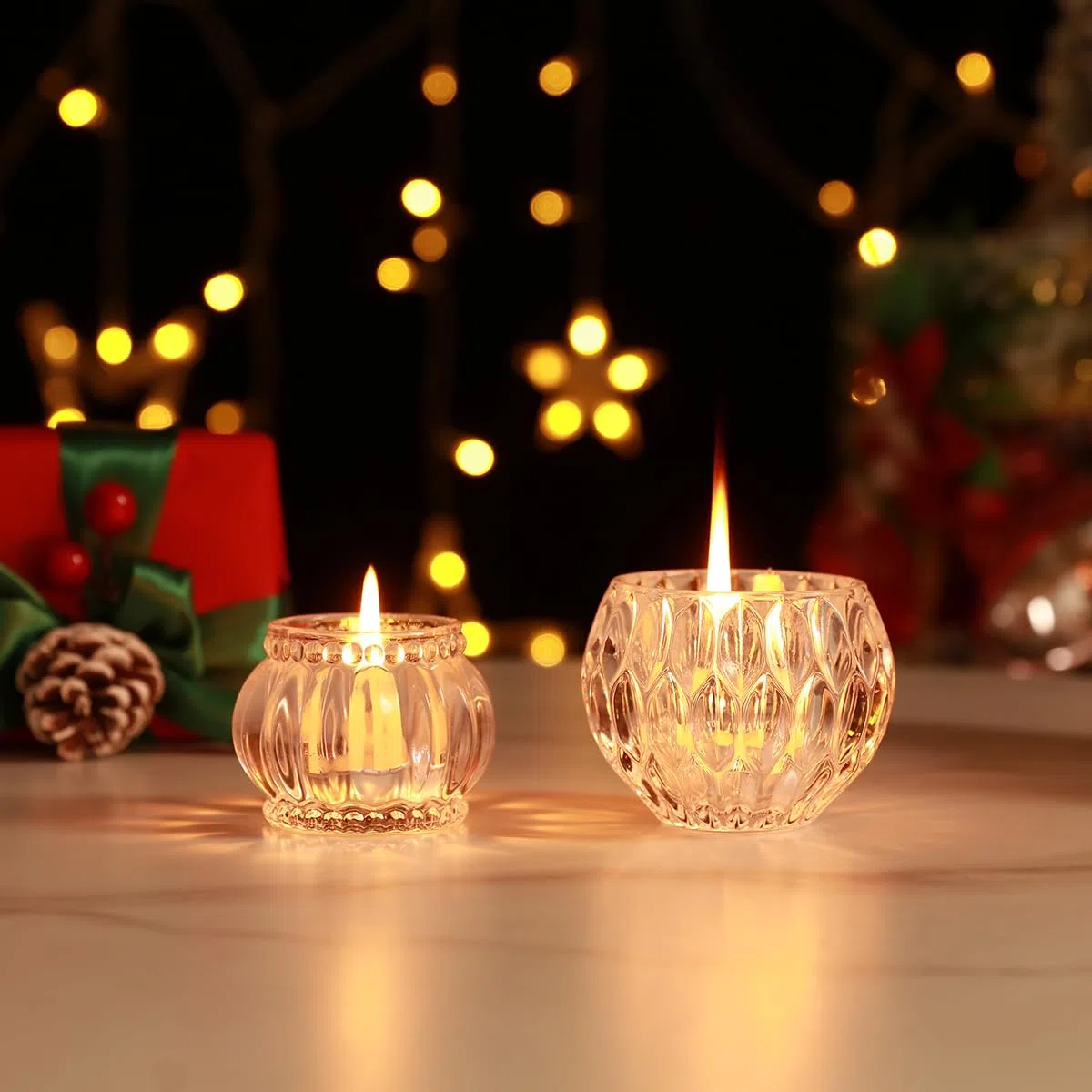 2 tazze sferiche per candele votive in vetro trasparente per candele votive fai da te per realizzare feste di compleanno, decorazioni di nozze