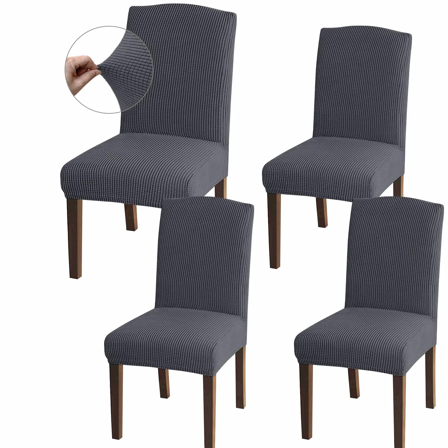Granbest Coprisedia ad alta elasticità, vestibilità universale, coprisedia jacquard, coprisedia rimovibile per sala da pranzo, cucina, ristorante e hotel (set di 4, grigio)