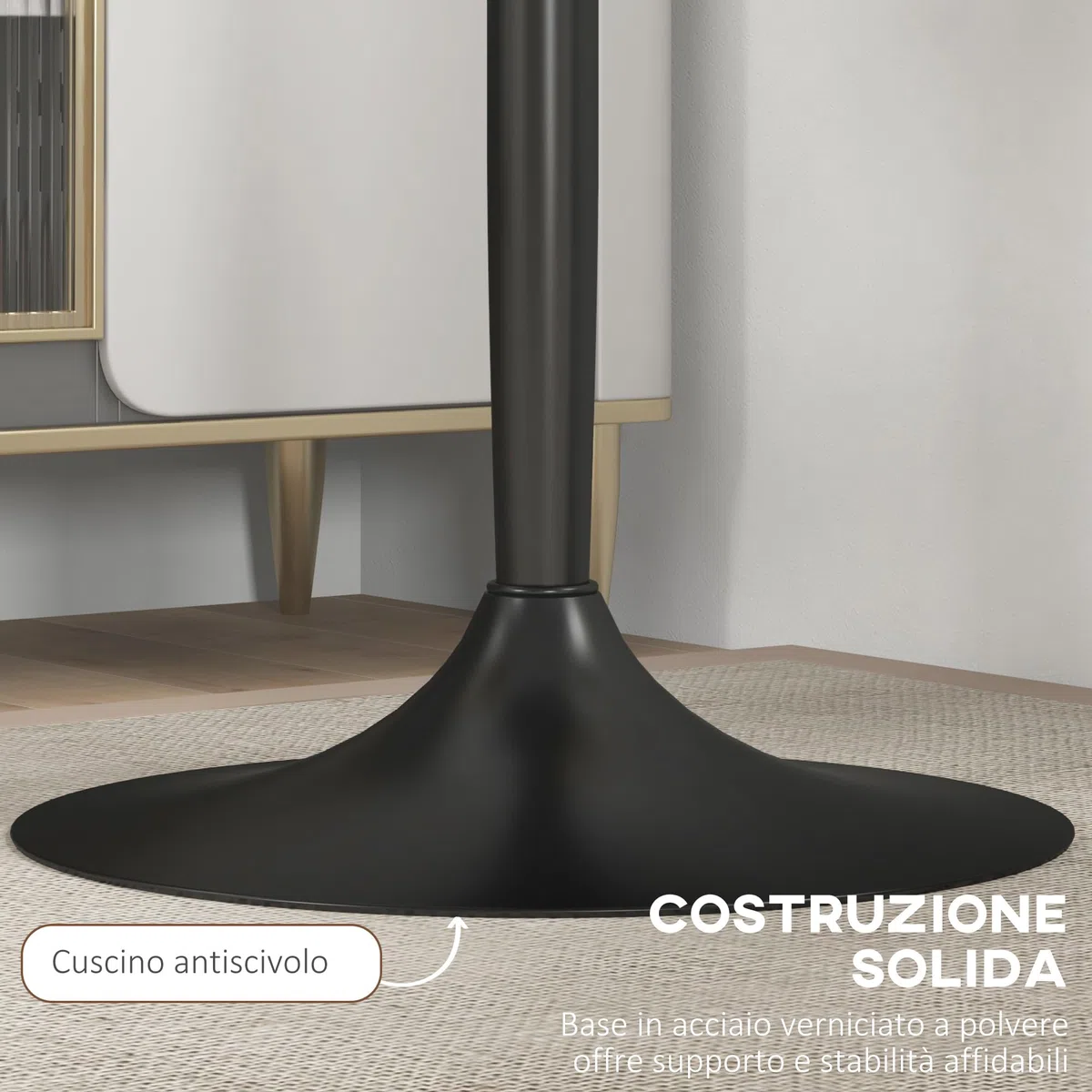 HOMCOM Tavolo Bar Rotondo Ø60x102 cm, Tavolo da Cucina Alto Salvaspazio con Struttura in Acciaio, Isola Cucina con Piano Verniciato, Moderno, per Cucina Sala da Pranzo, Nero