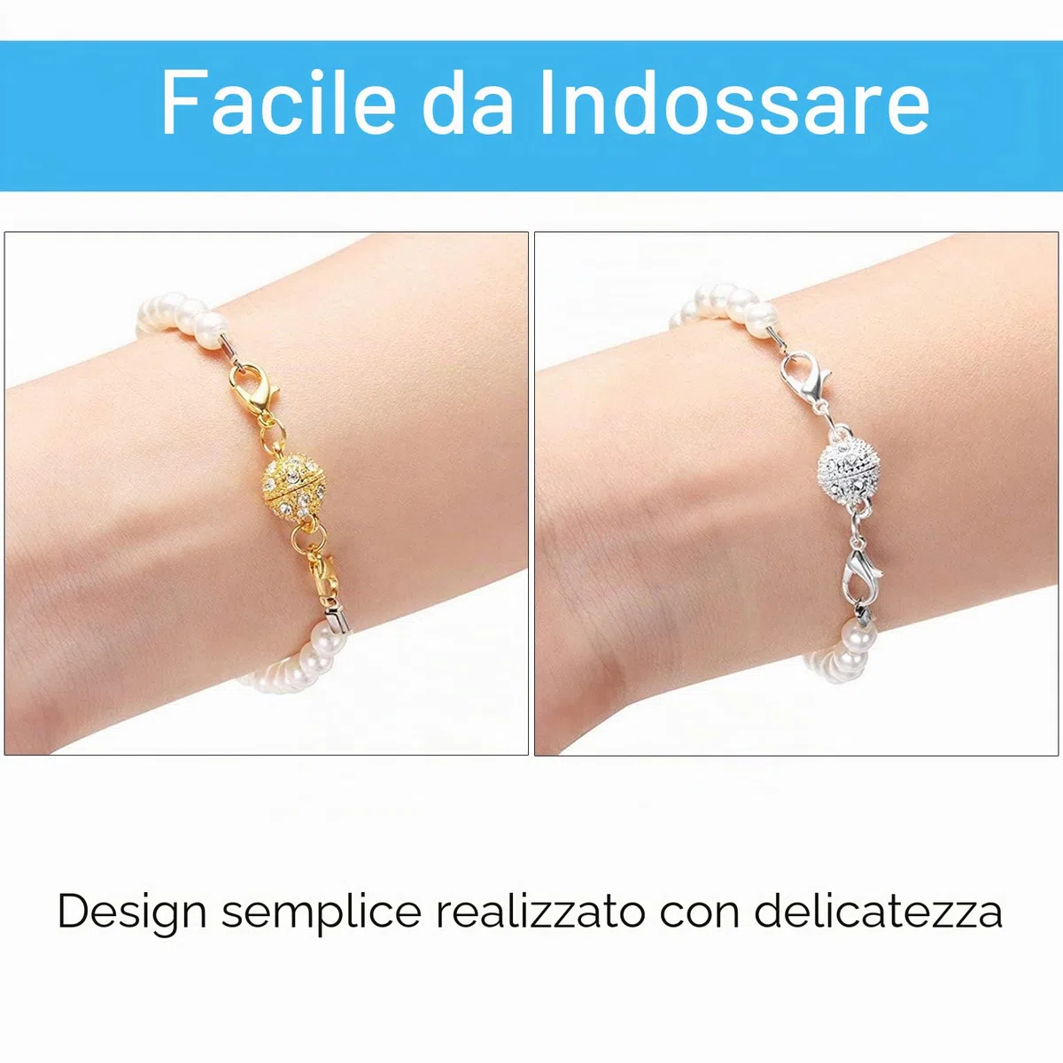 Magnetici Catenacci Chiusure di Aragosta Magnetica per la Collana del Braccialetto Gioielli Decor, Strass Palla Stile, Cilindrico e Palla Tono (Argento e Oro) 12 Pezzi