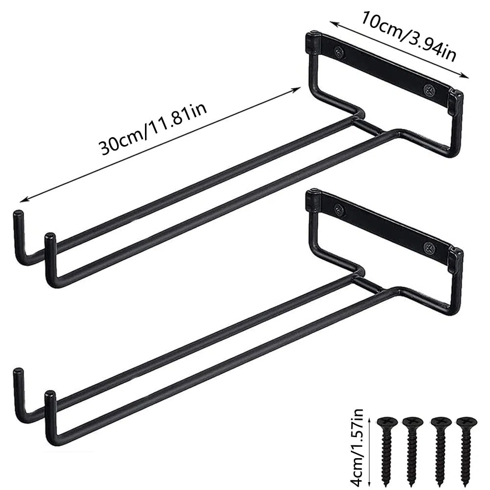 2 Pezzi Porta Bicchiere Di Vino Con Viti, Porta Bicchieri Da Mensola, Porta Bicchiere Di Vino, Calici Bicchiere Da Vino Portabicchieri, Per Bar Cucina Wine Cabinet Wine Glass Storage Collection, Nero